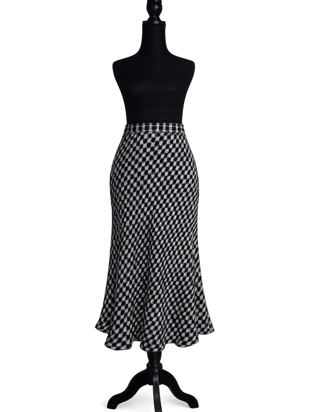 Francine B Black & White Patterned Midi Skirt Size 4